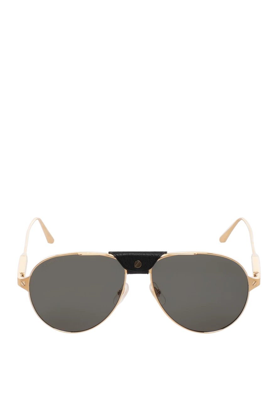 Cartier авиаторы в золотистой оправе с чёрными дужками и затемнёнными линзами 181261 - фото 1