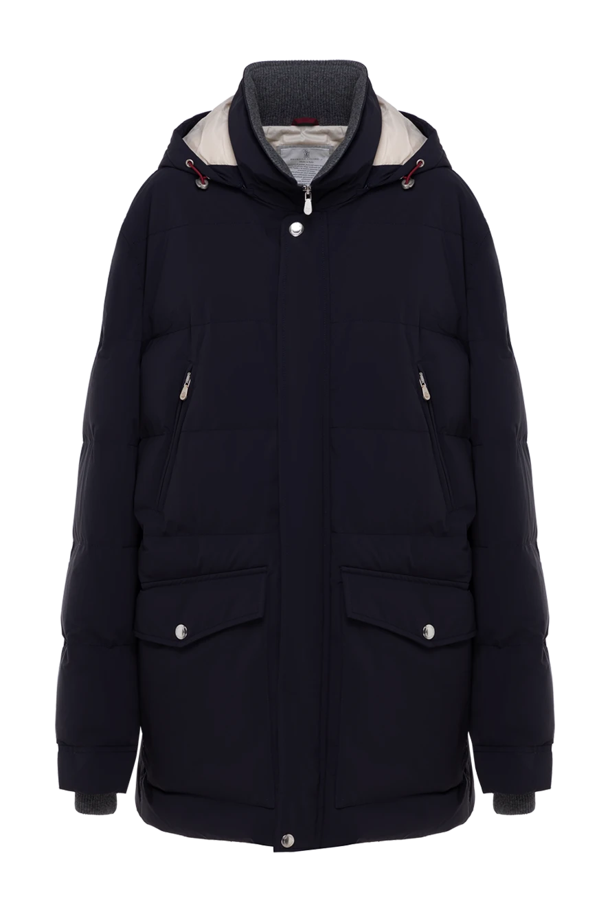 Brunello Cucinelli men's down jacket blue with a hood 183858 - photo 1