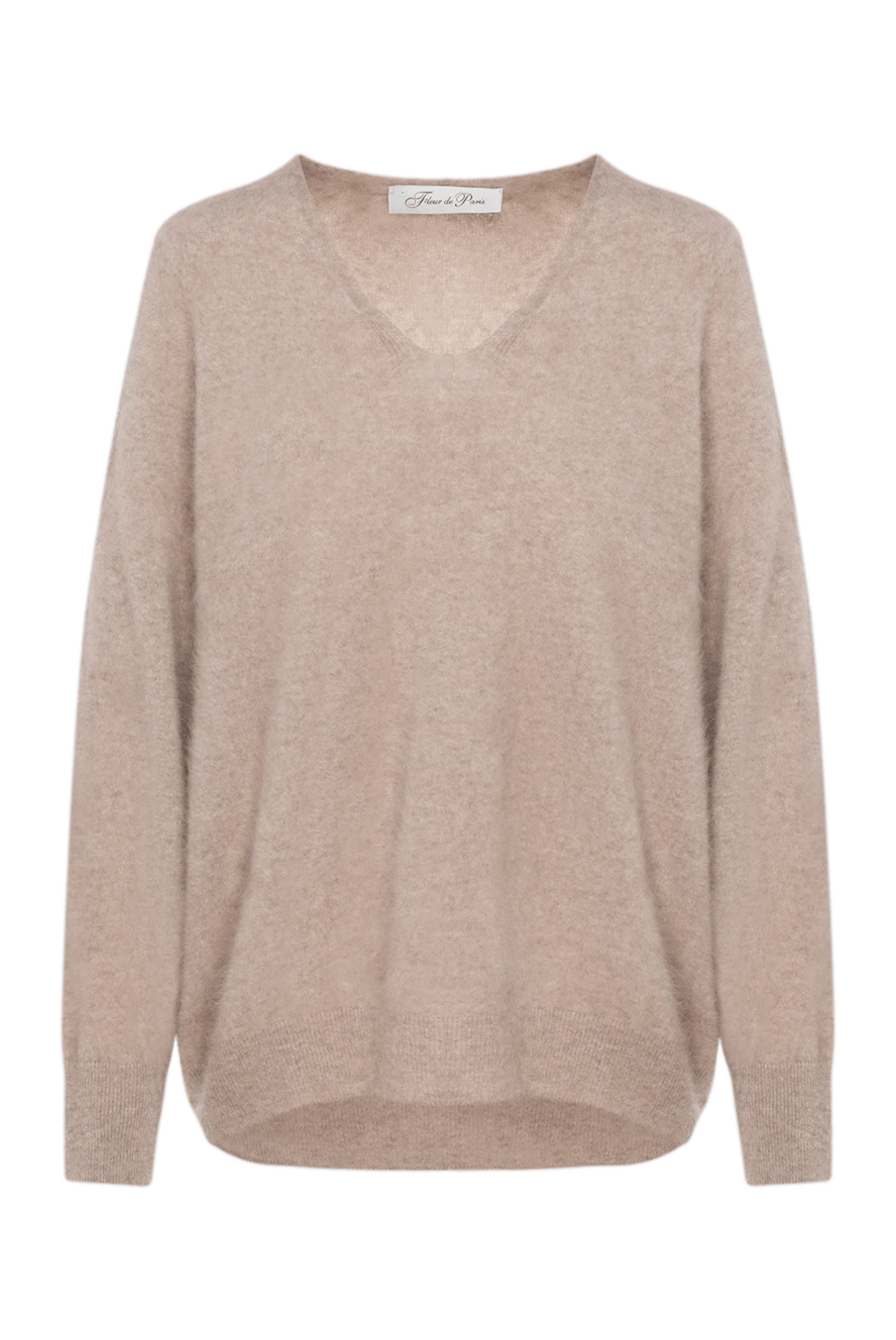 Fleur de Paris brown cashmere v-neck jumper 184758 - photo 1