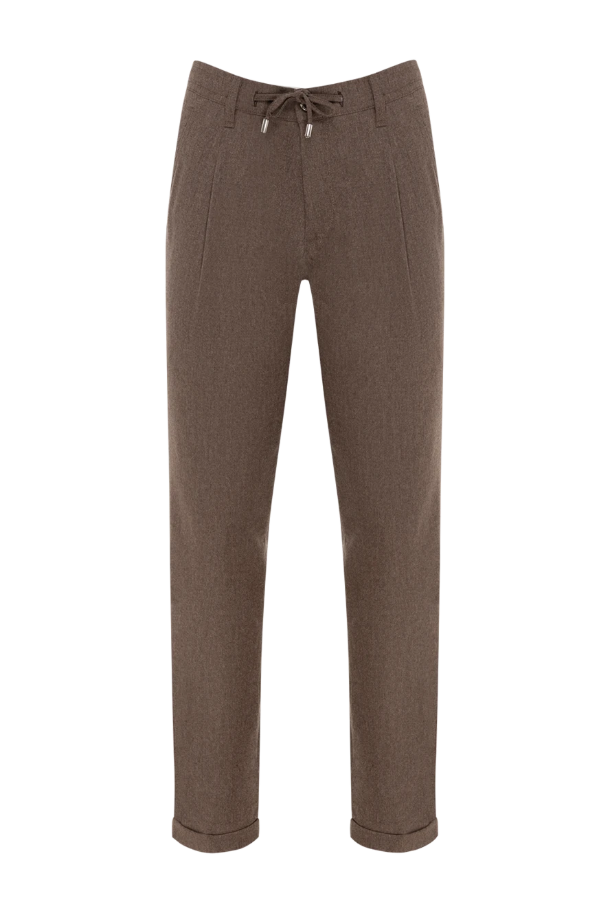 Scissor Scriptor men's brown trousers with drawstring pintucks 184781 - photo 1