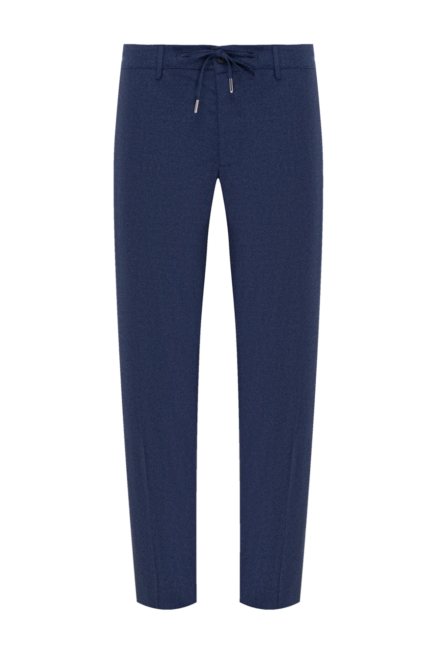 Cesare di Napoli men's blue wool trousers with drawstring 184827 - photo 1