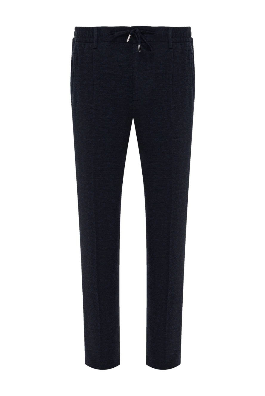 Cesare di Napoli men's comfortable fit wool trousers with drawstring, dark blue 184829 - photo 1