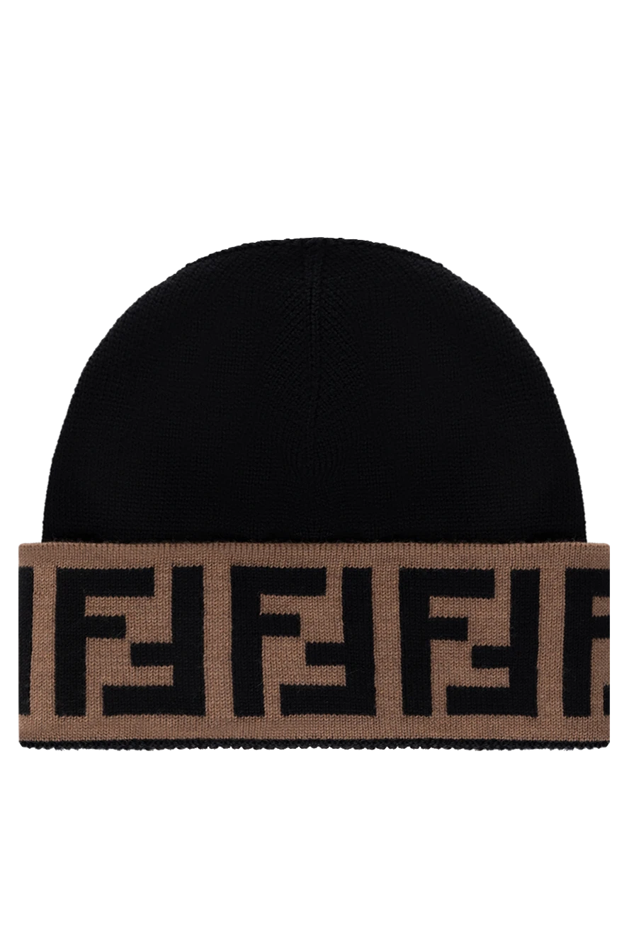 Fendi men's black woolen hat with logo 184930 - photo 1