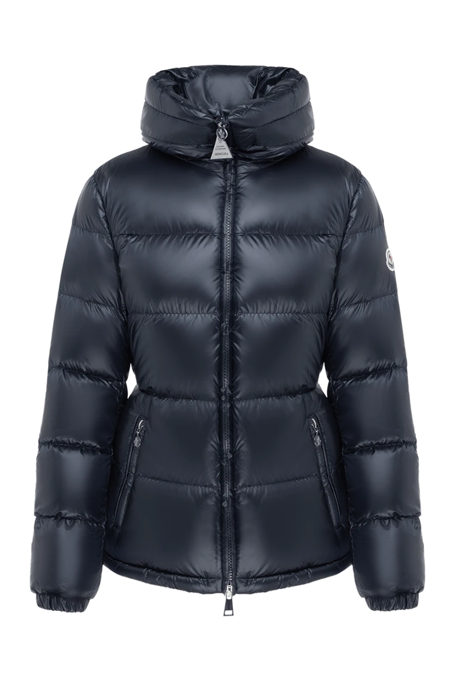 Moncler женские куртка женская синяя с капюшоном приталенная 184943 - фото 1