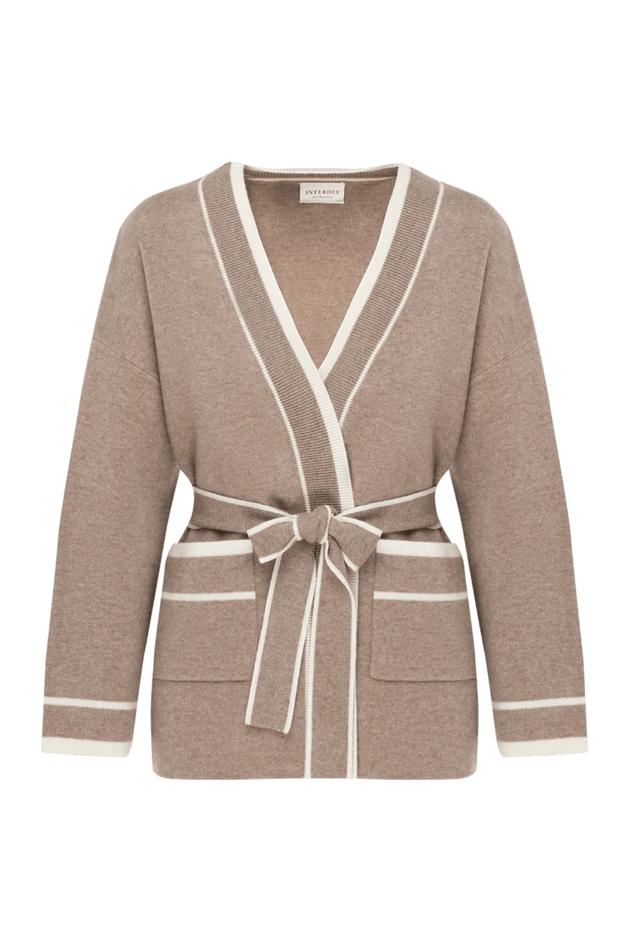 Interdee beige women's cardigan with wool and cashmere belt 185007 - photo 1