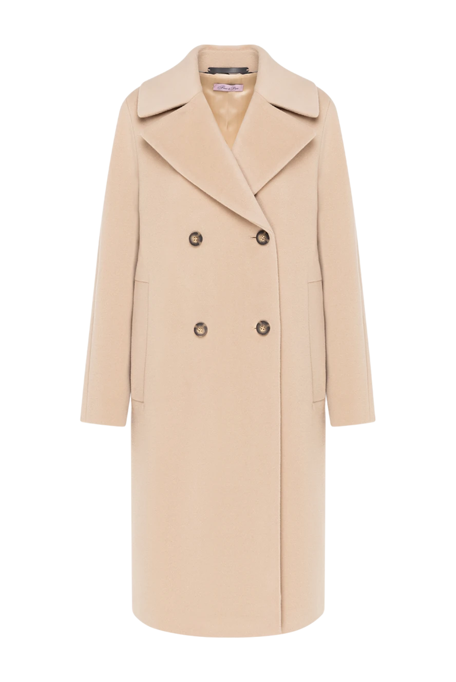 Fleur de Paris women's double-breasted beige coat made of wool and angora 185015 - photo 1