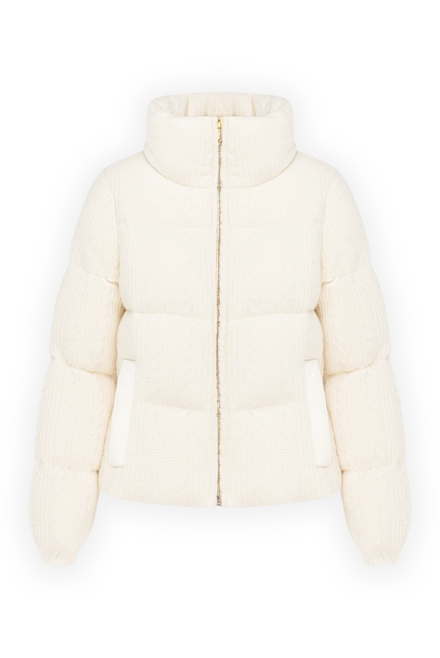Nicole Benisti пуховик женский белый из шерсти и кашемира с вязаным узором 185091 - фото 1