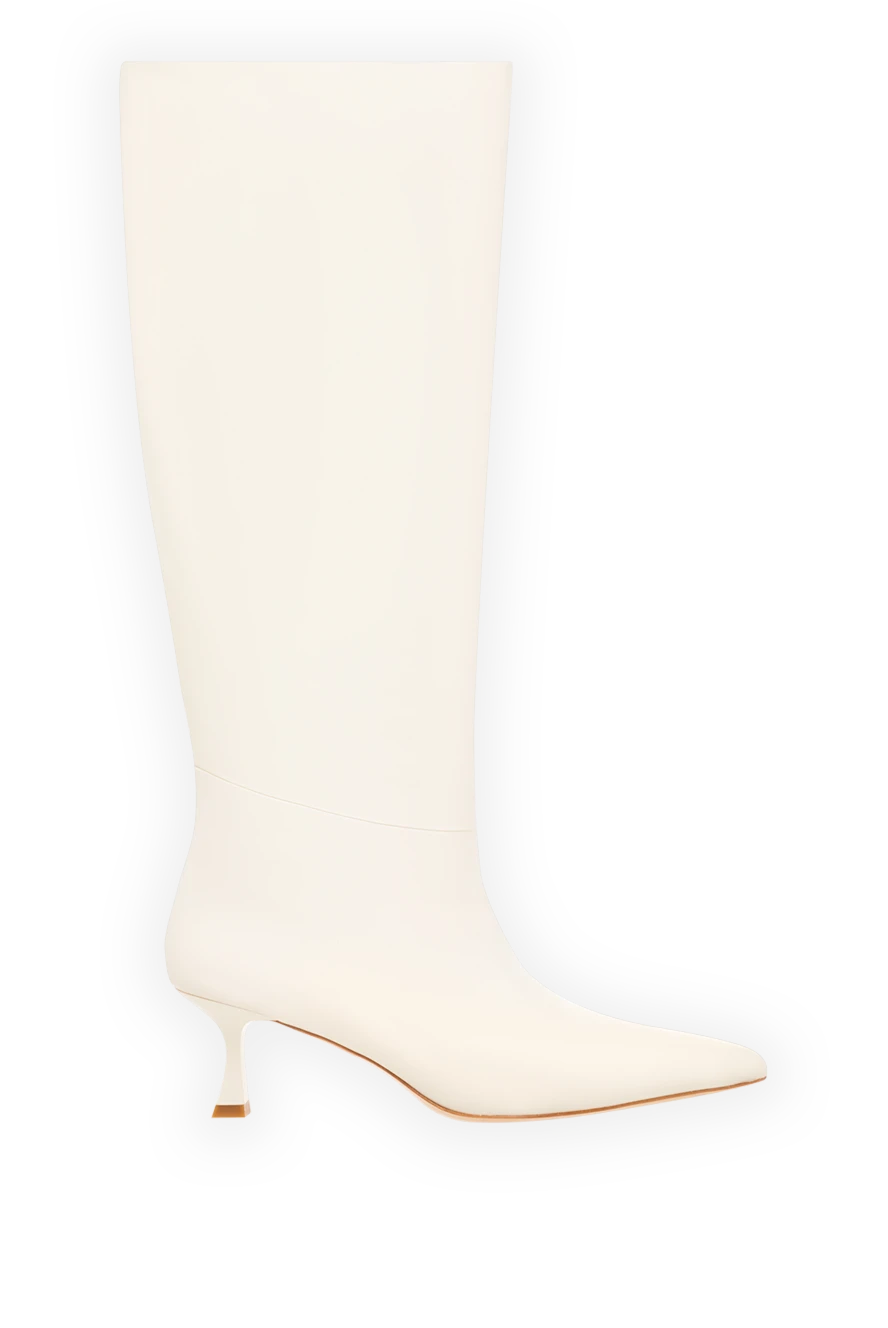 Fleur de Paris white leather boots with low heels 185097 - photo 1