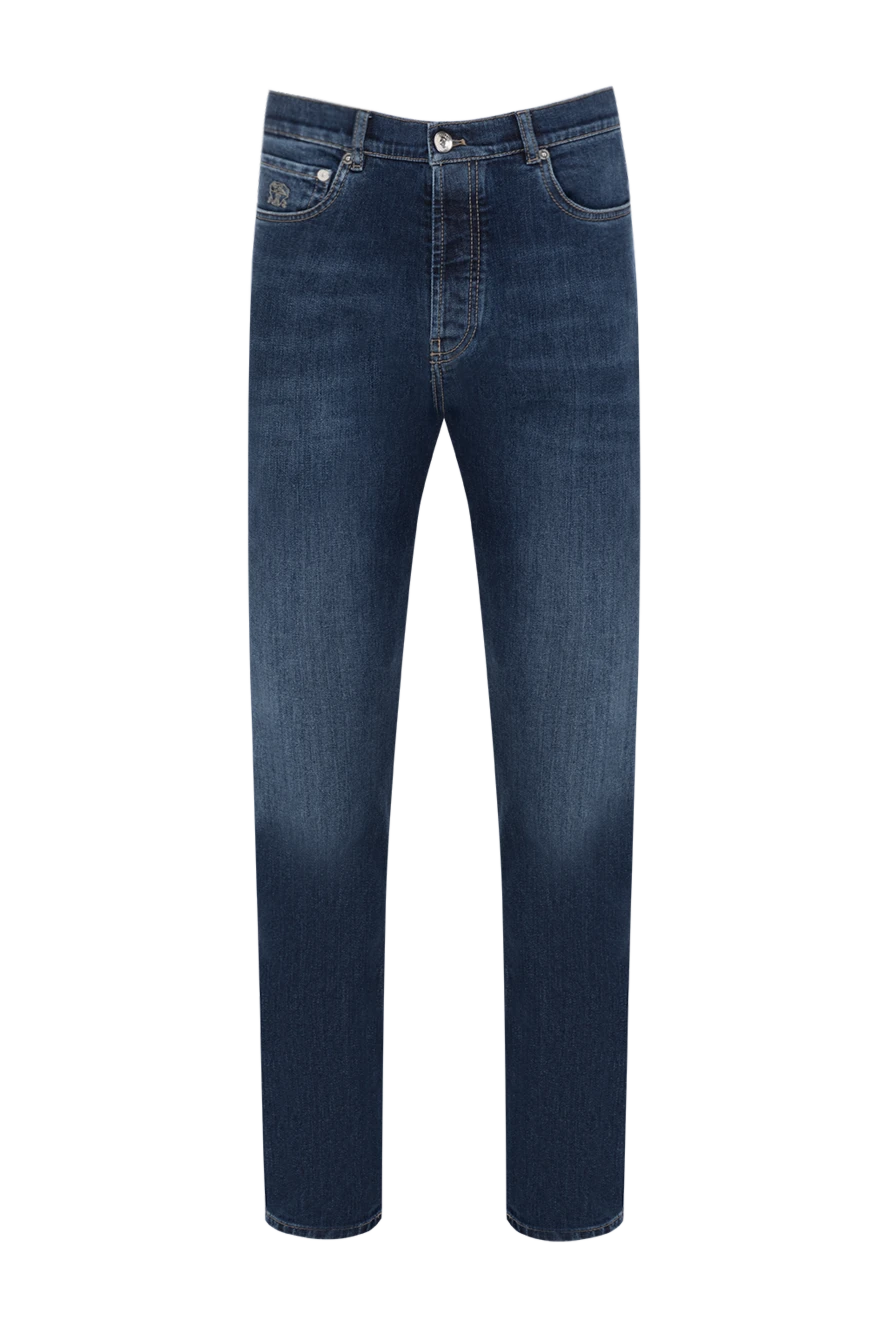 Brunello Cucinelli чоловічі джинси з ефектом потертості сині 185115 - фото 1