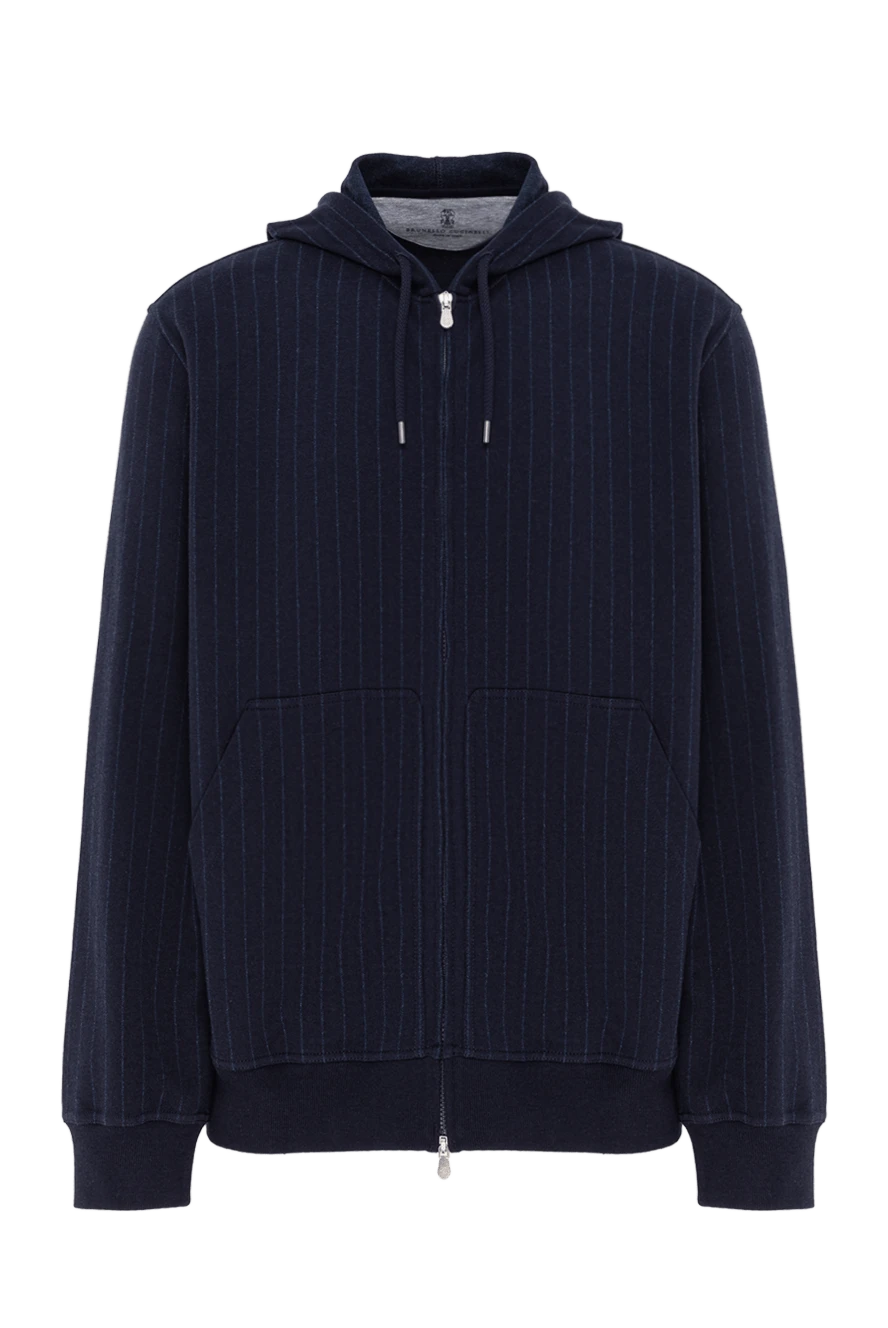 Brunello Cucinelli men's zip-up hooded sweatshirt made of cotton, cashmere, and wool. 185124 - photo 1