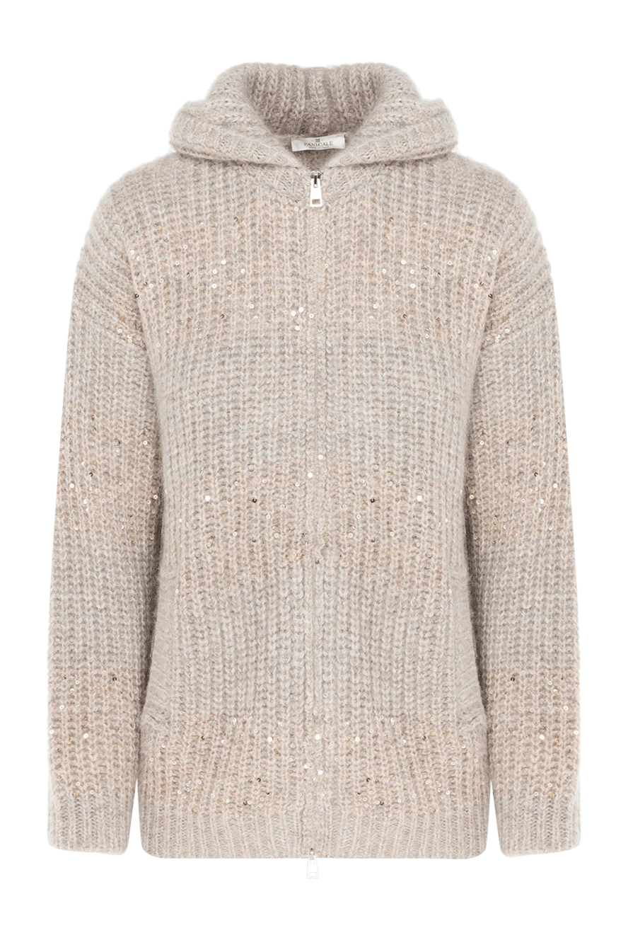 Panicale knitted beige women's hoodie with sequins 185150 - photo 1