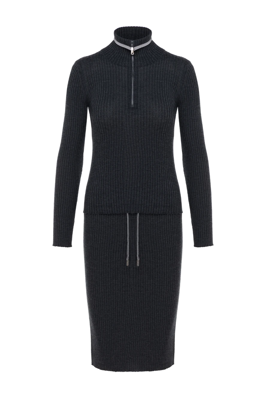 Panicale knitted suit with ribbed skirt gray 185155 - photo 1