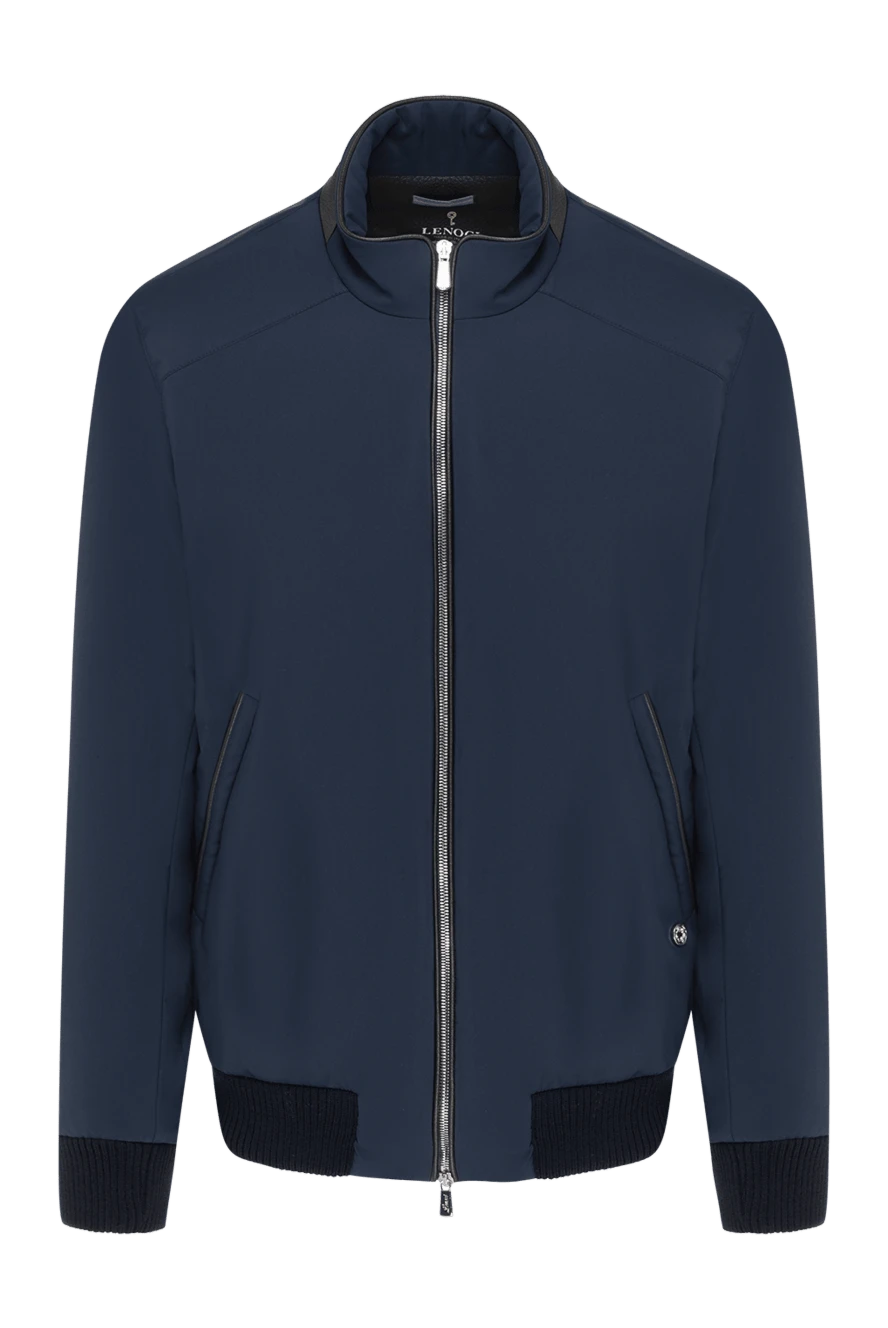 Lenoci bomber jacket blue for men with zipper 185166 - photo 1