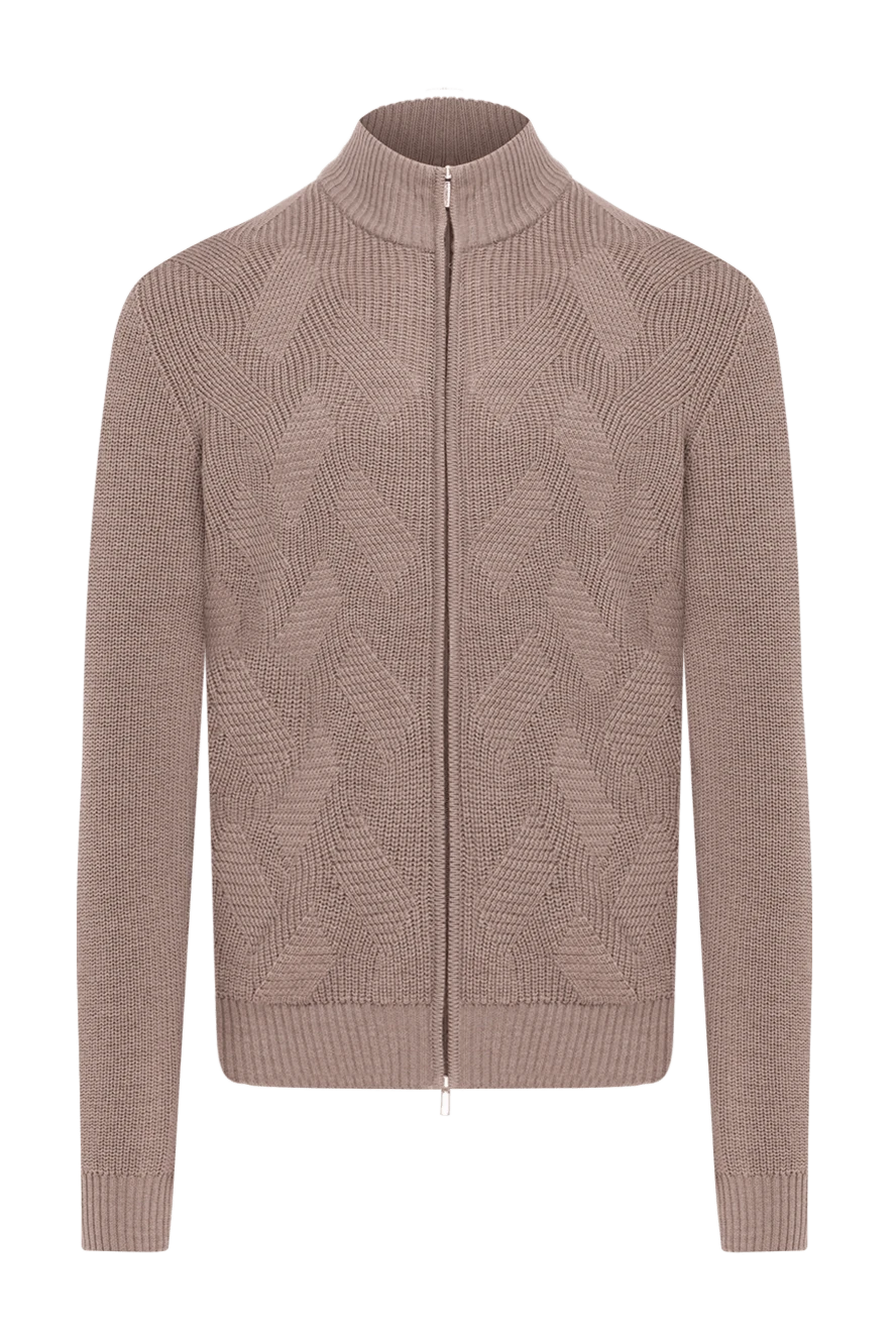 Cesare di Napoli men's beige wool cardigan with zipper 185258 - photo 1