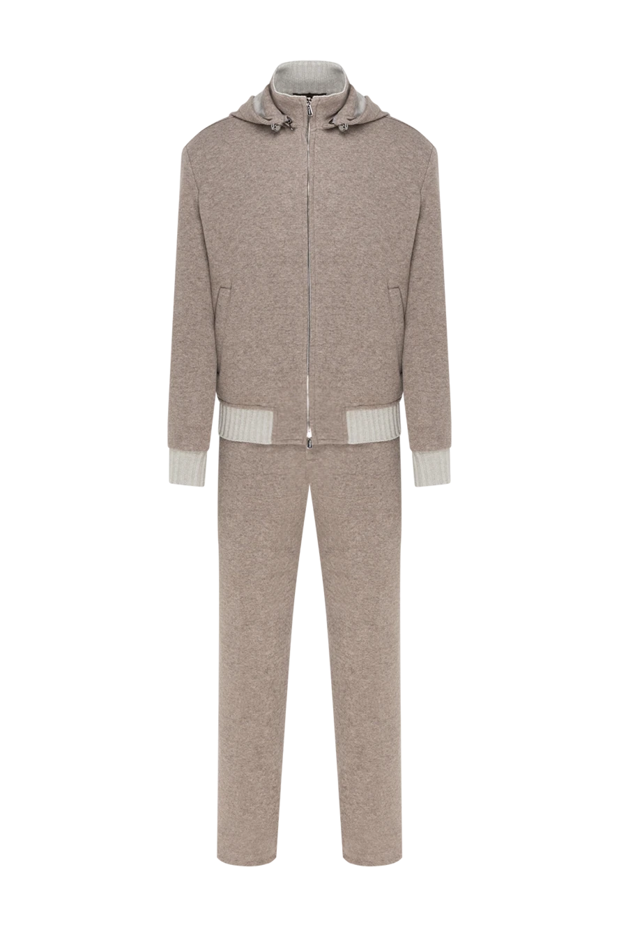 Enrico Mandelli бежевий спортивний костюм з контрастними манжетами та гумкою 185317 - фото 1