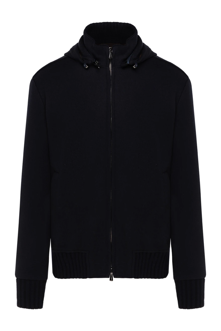 Enrico Mandelli синя спортивна кофта з кашеміру чоловіча з капюшоном 185325 - фото 1