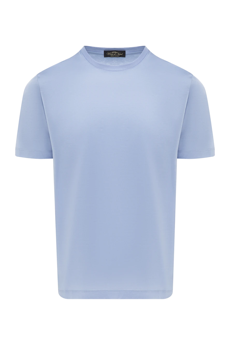 Cesare di Napoli базова футболка із еластичного трикотажу небесного відтінку 185349 - фото 1