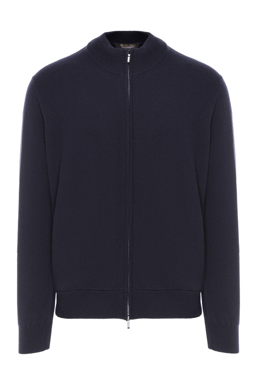 Loro Piana класична куртка-бомбер на блискавці з baby кашеміру синя 185502 - фото 1