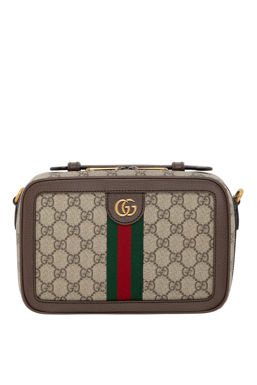 Gucci мужские маленькая сумка через плечо ophidia с лентой web мужская бежевая 185527 - фото 1