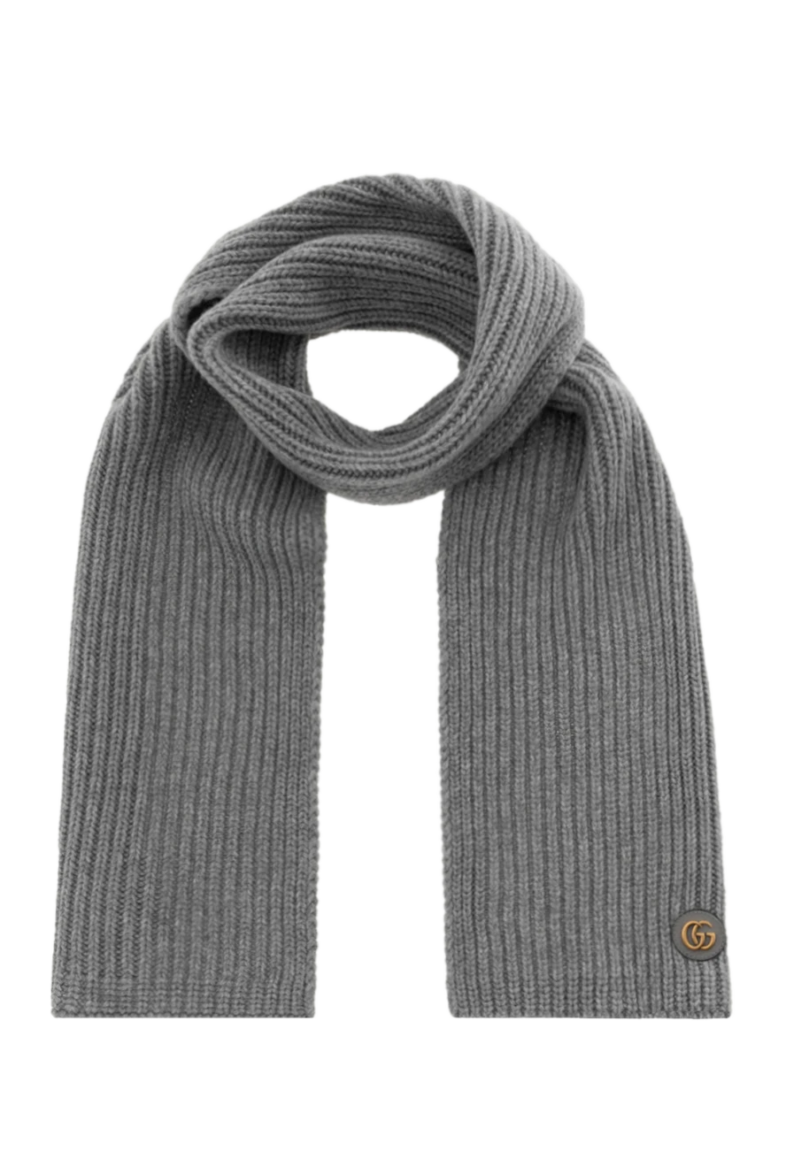 Gucci women's gray ribbed scarf with logo 185547 - photo 1