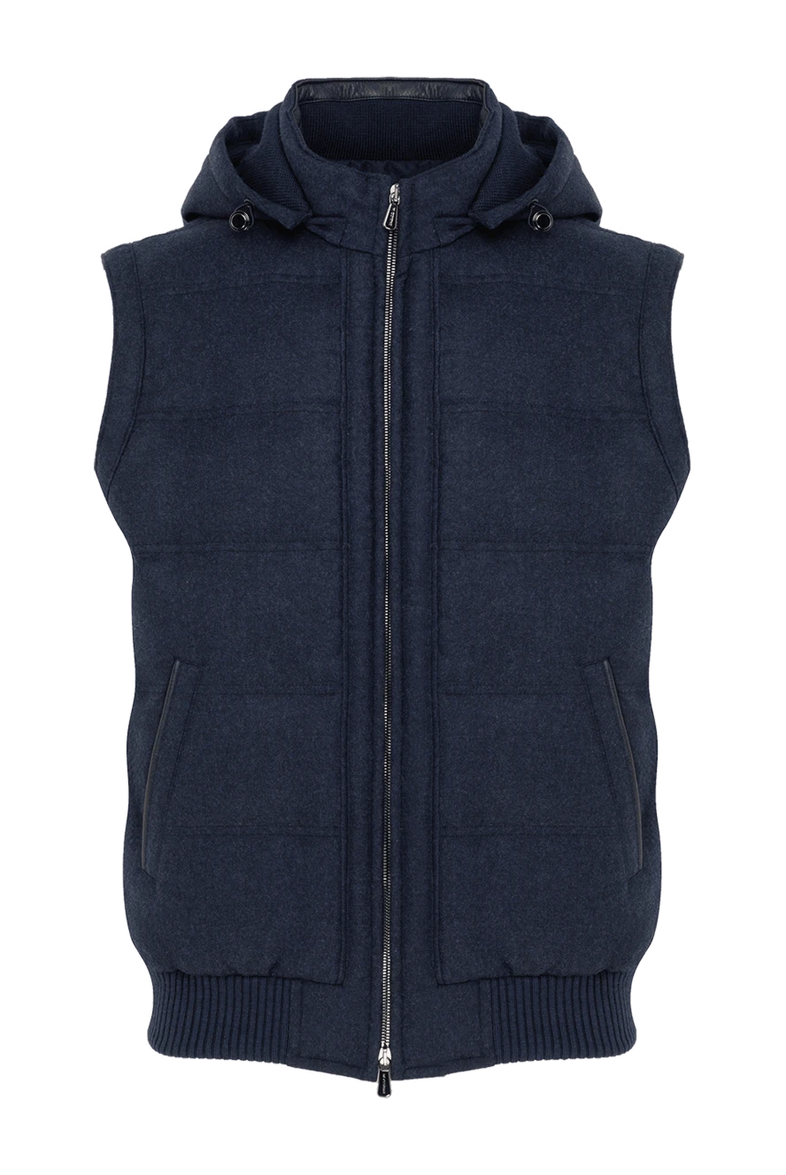 Enrico Mandelli кашеміровий жилет чоловічий синій з капюшоном 185569 - фото 1