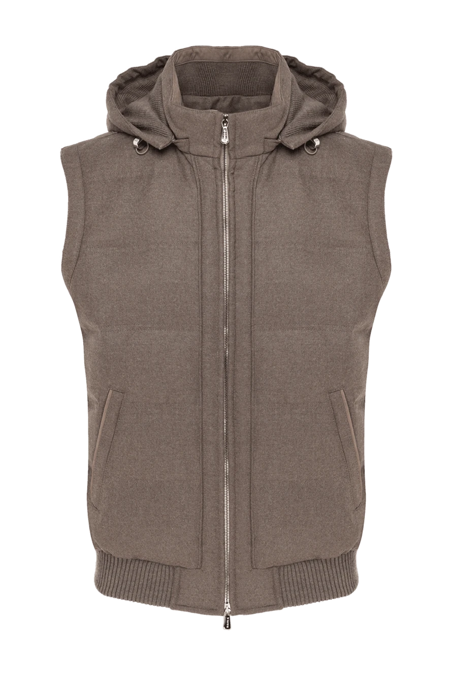 Enrico Mandelli men's beige cashmere vest with hood 185570 - photo 1