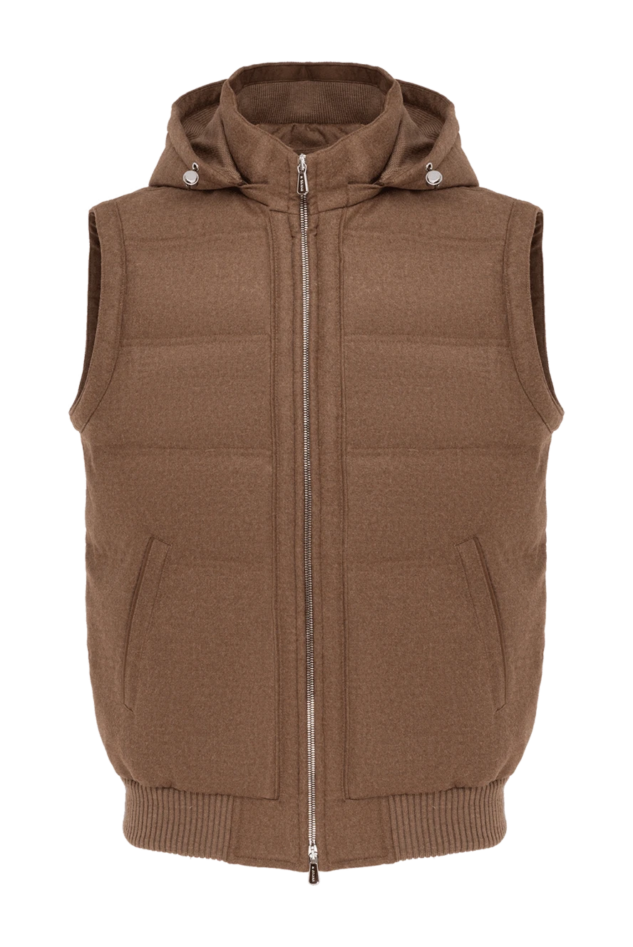 Enrico Mandelli коричневый мужской жилет из кашемира с капюшоном 185573 - фото 1
