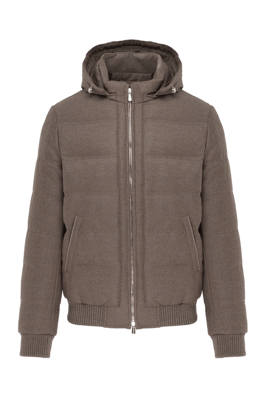 Enrico Mandelli коричнева куртка чоловіча з кашеміру з капюшоном 185585 - фото 1