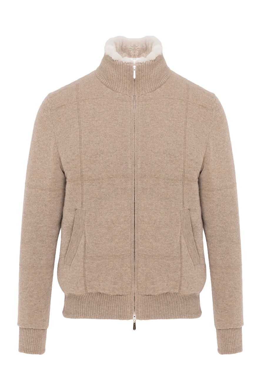 Svevo man men's cashmere jacket with fur, beige 185600 - photo 1