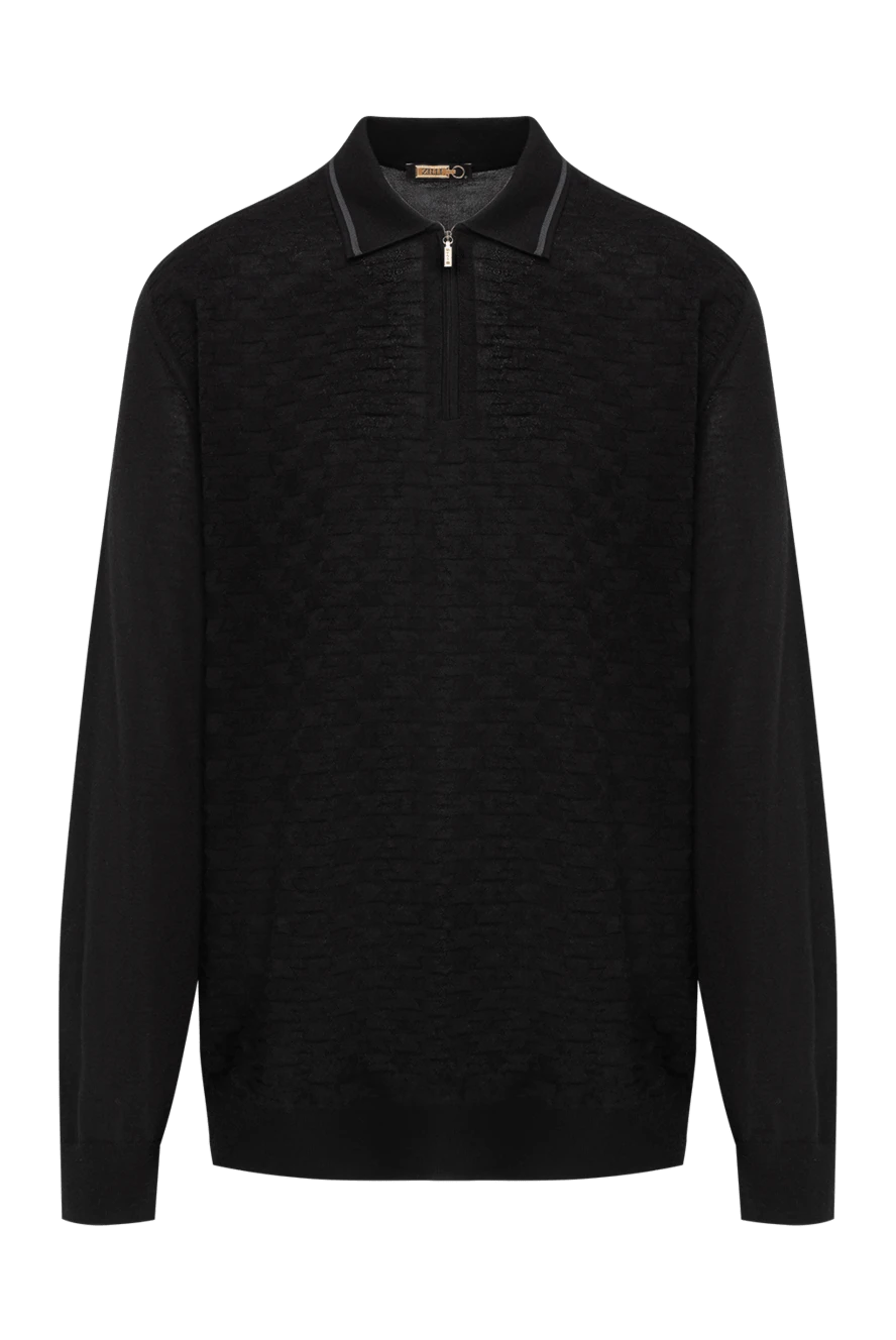 Zilli чоловіче поло на блискавці з довгими чорними рукавами 185614 - фото 1