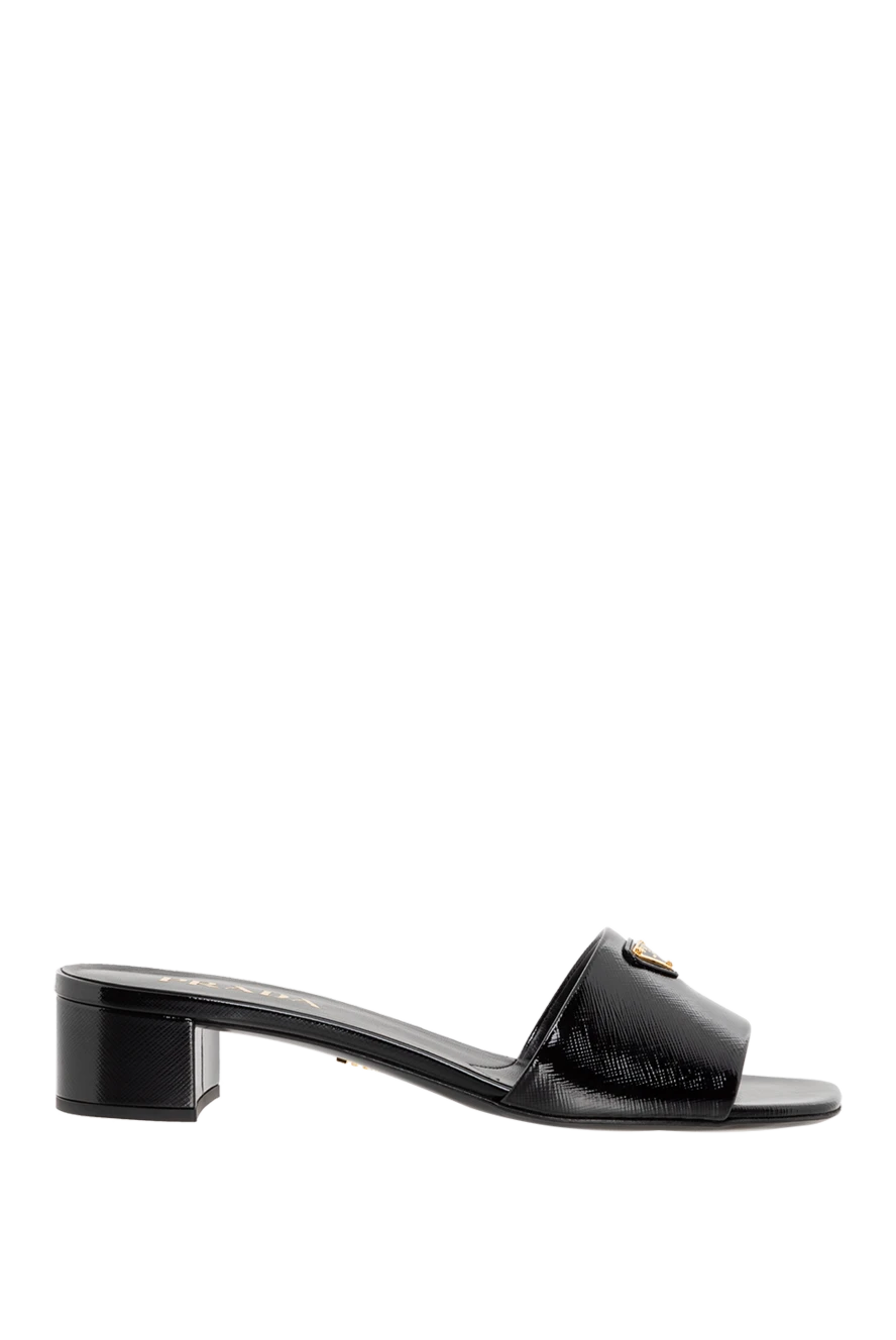 Prada woman women's black leather sandals with logo 185654 - photo 1