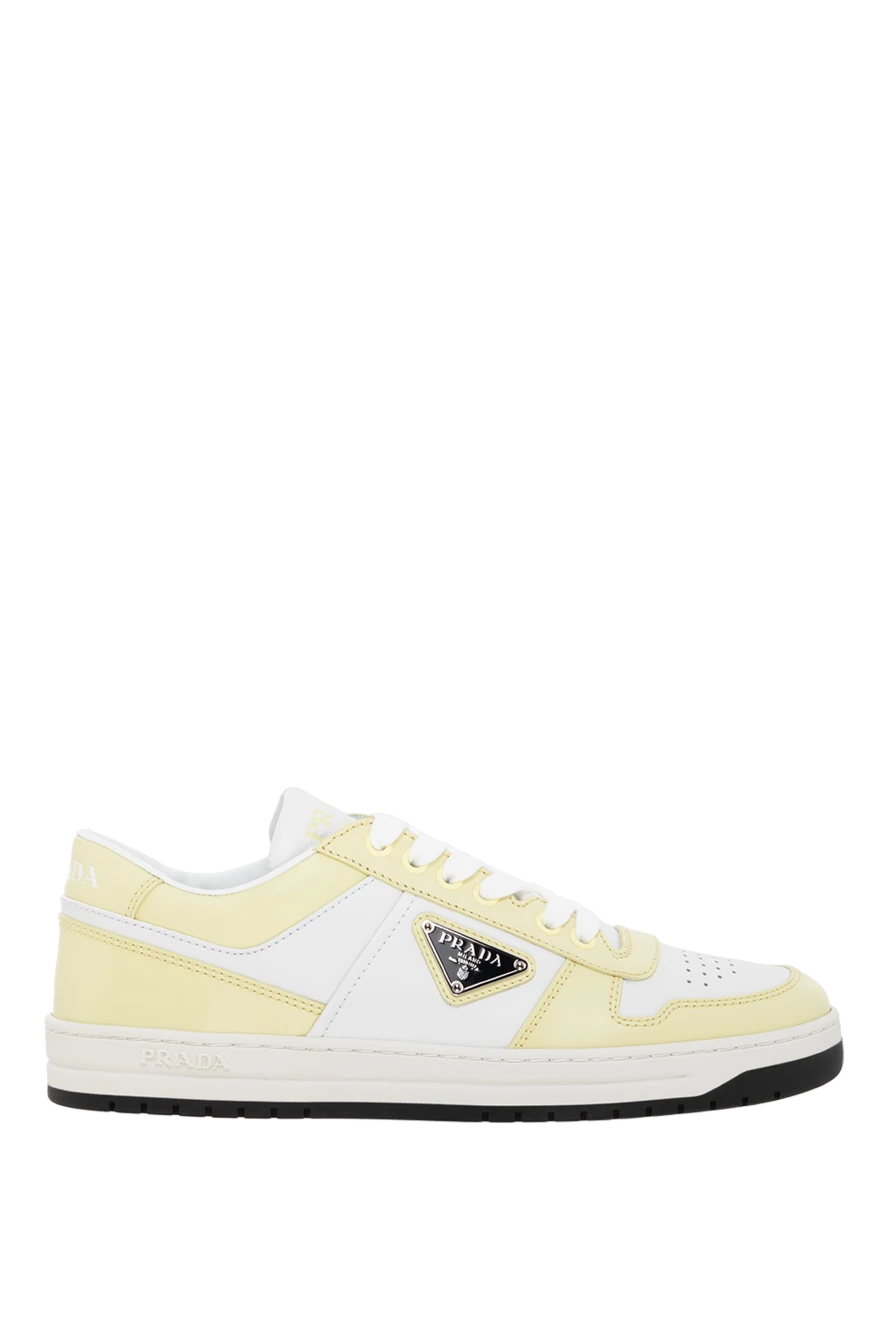 Prada women's yellow downtown leather sneakers 185659 - photo 1