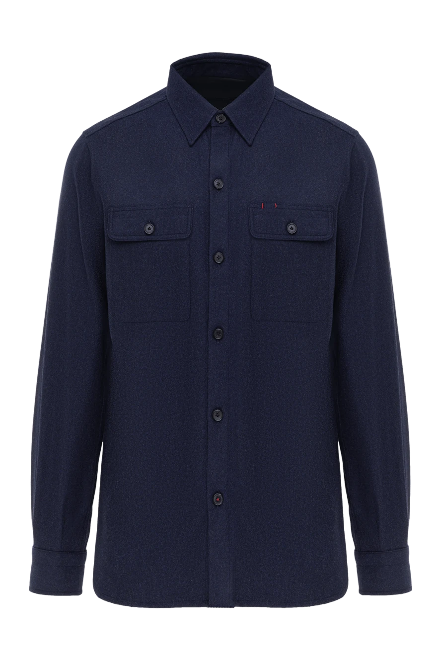 Isaia man men's blue wool and cashmere jacket-shirt 185673 - photo 1