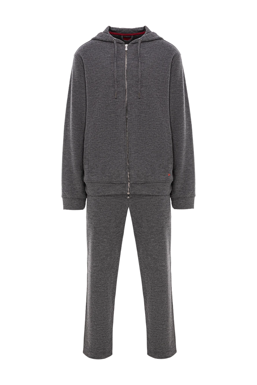 Isaia костюм з капюшоном сірий на блискавці з фактурною в'язкою чоловічий 185674 - фото 1
