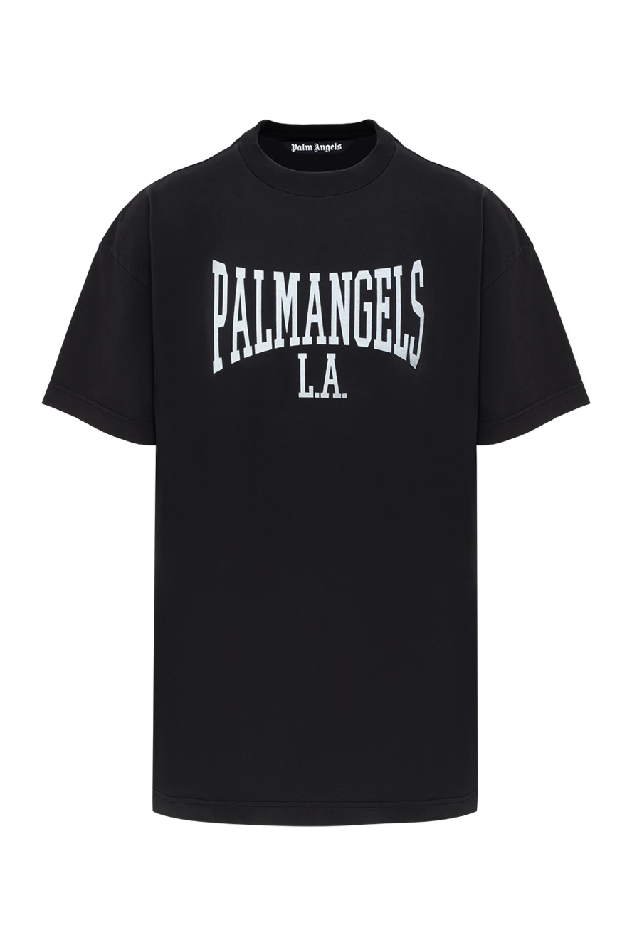 Palm Angels man men's black cotton t-shirt with logo 185962 - photo 1