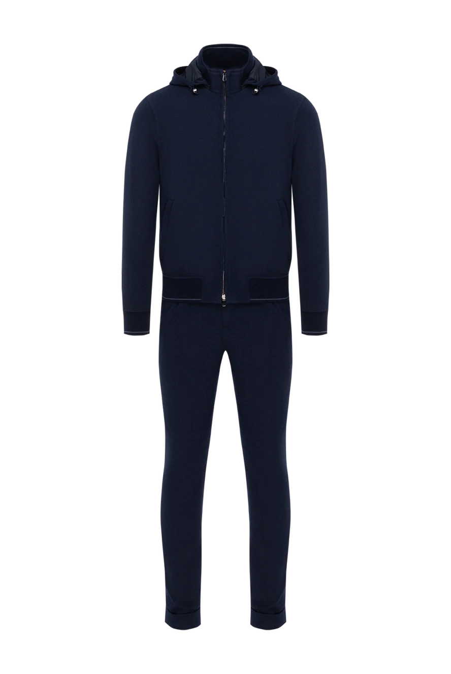 Enrico Mandelli синій прогулянковий костюм чоловічий з шести та бавовни 186016 - фото 1