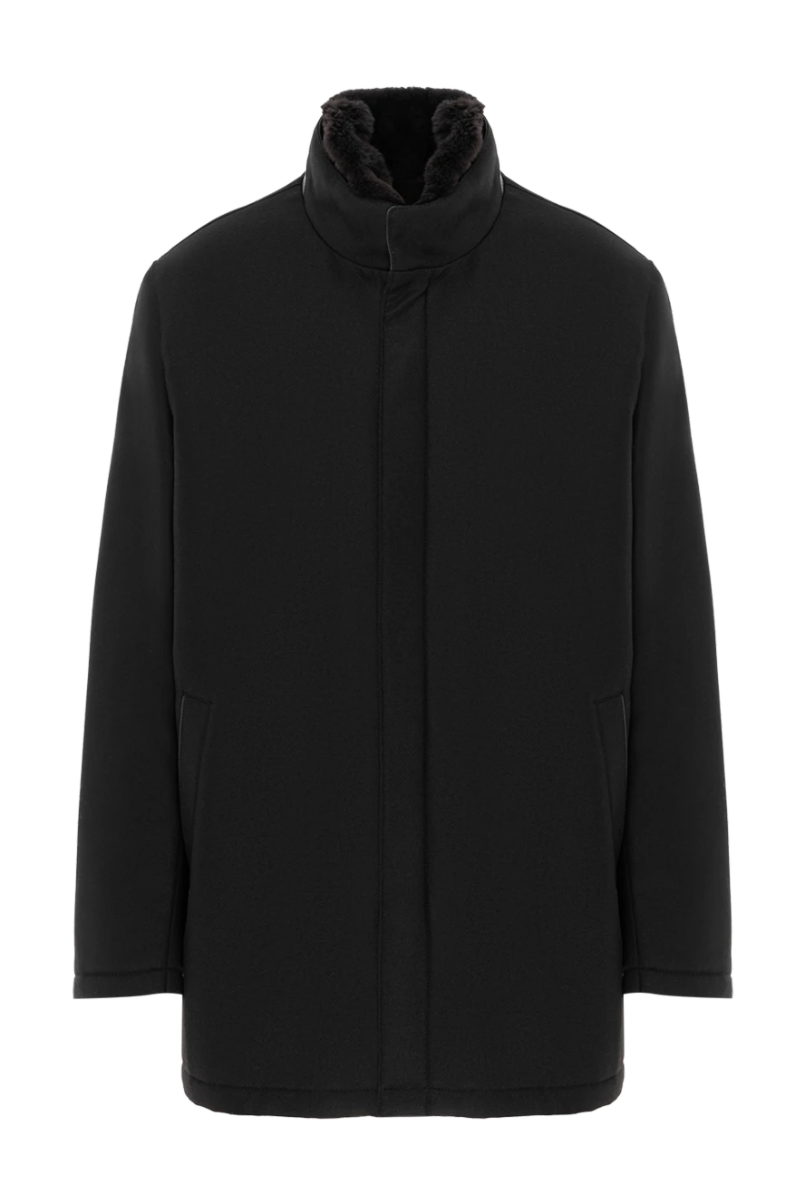 Enrico Mandelli парка с меховым воротником из кашемира и шерсти в черном цвете 186029 - фото 1
