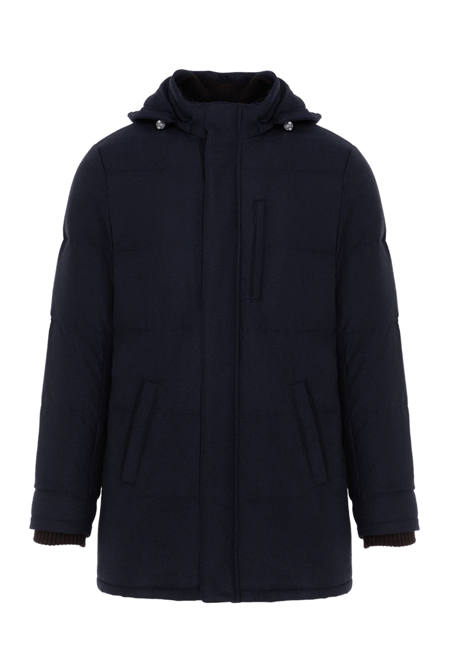 Enrico Mandelli синяя утепленная куртка мужская из шерсти и кашемира 186036 - фото 1