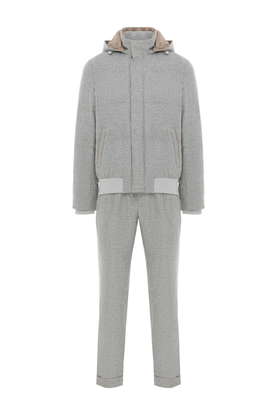 Enrico Mandelli серый спортивный костюм из кашемира мужской с капюшоном 186046 - фото 1