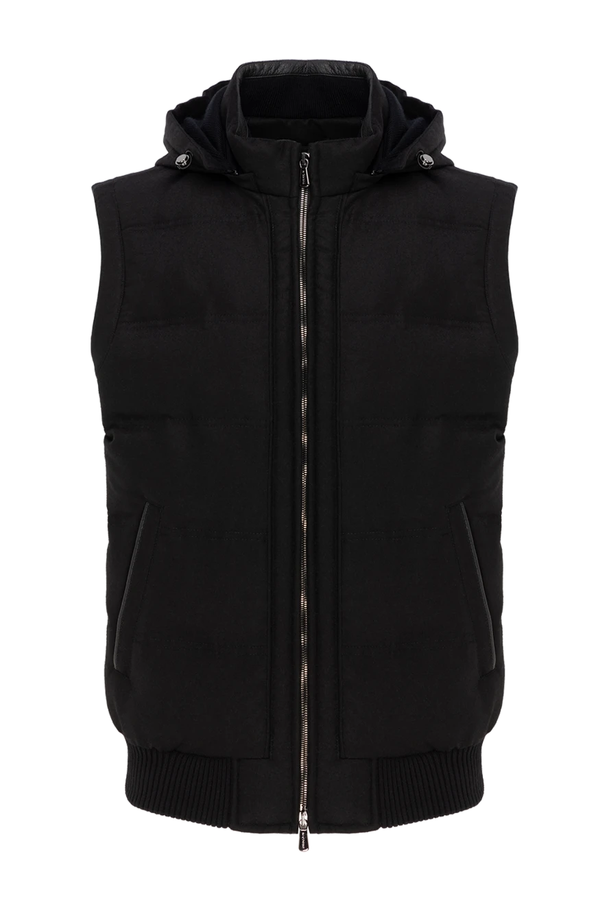 Enrico Mandelli чорний чоловічий жилет з капюшоном з вовни та кашеміру 186057 - фото 1