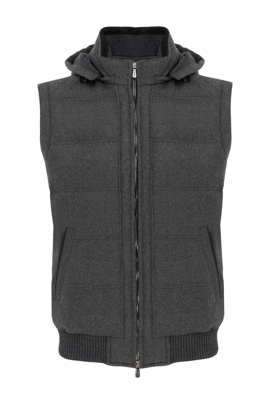 Enrico Mandelli серый мужской жилет теплый из шерсти и кашемира 186058 - фото 1