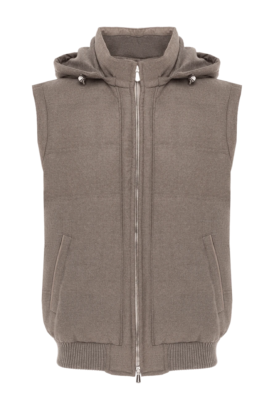 Enrico Mandelli бежевый мужской жилет теплый из шерсти и кашемира 186060 - фото 1