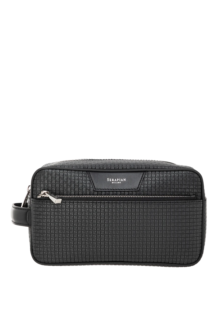 Serapian men's cosmetic bag made of genuine leather with stepan coating, black 186078 - photo 1