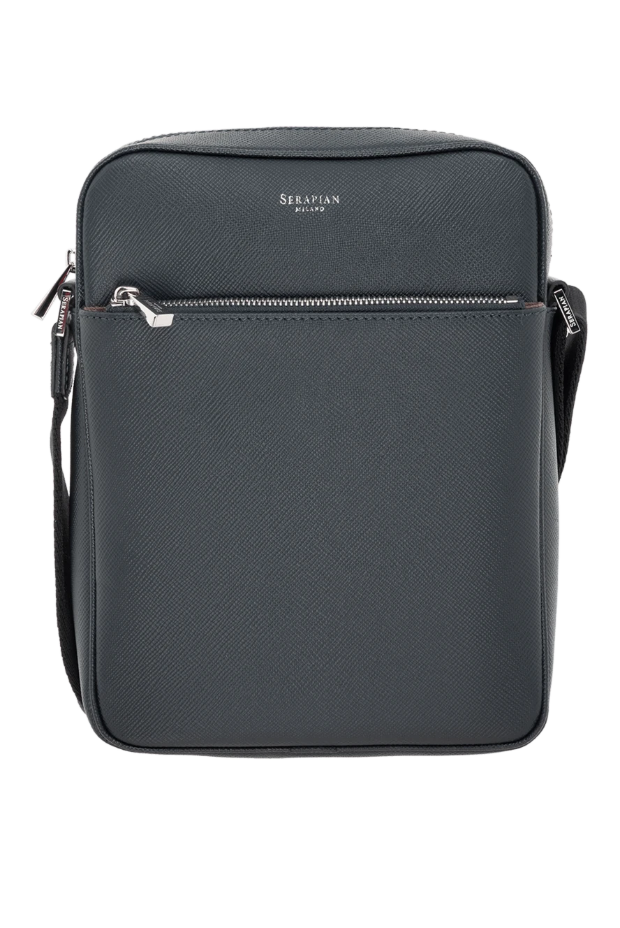Serapian сумка-месенджер north south зі шкіри evoluzione синя 186084 - фото 1