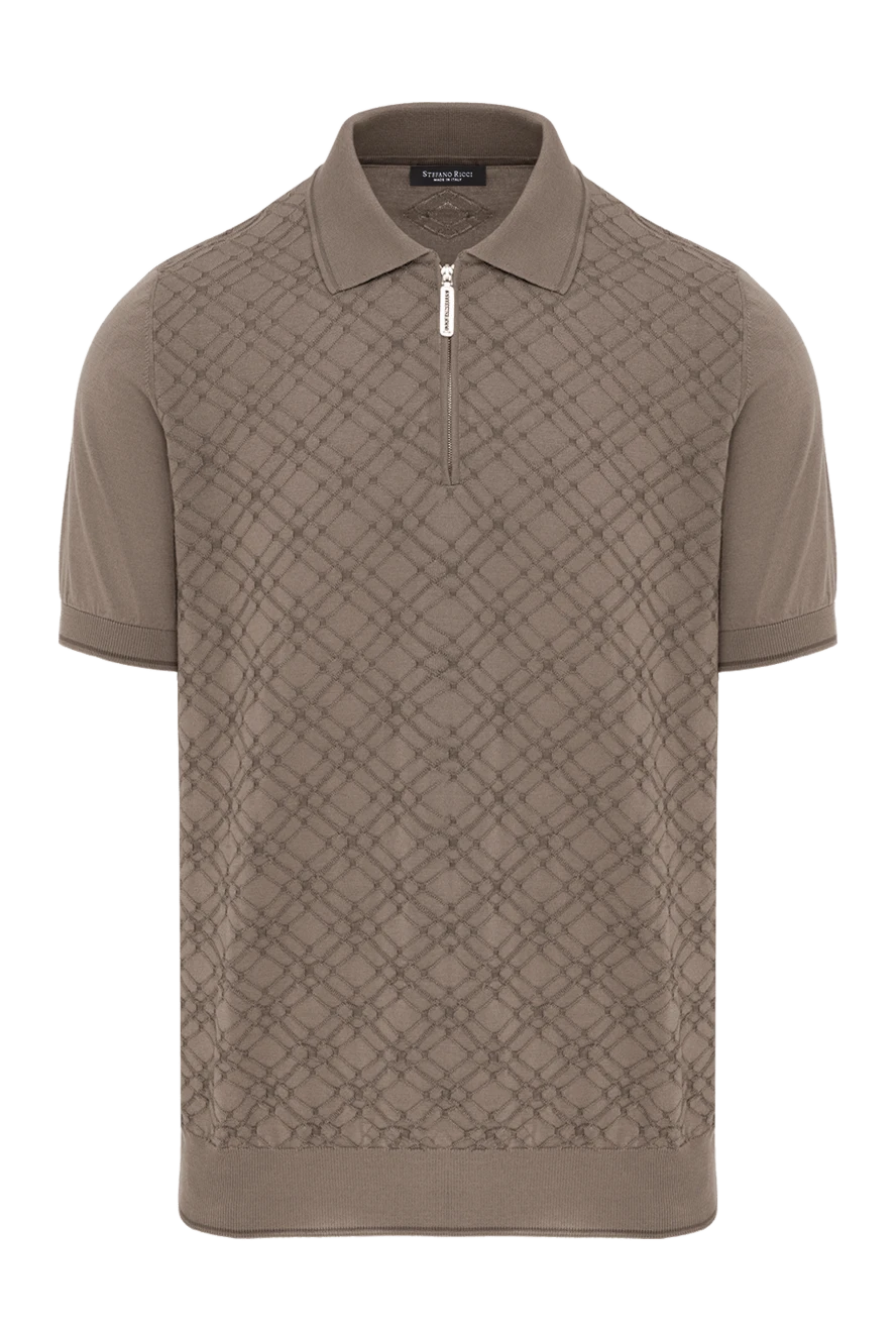 Zilli blue cotton polo shirt decorated with contrast stripes for