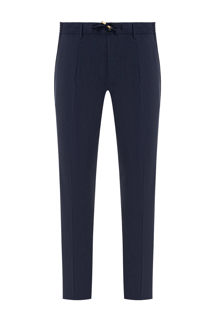 Stefano Ricci tight men's blue trousers with pintucks, woolen 186159 - photo 1