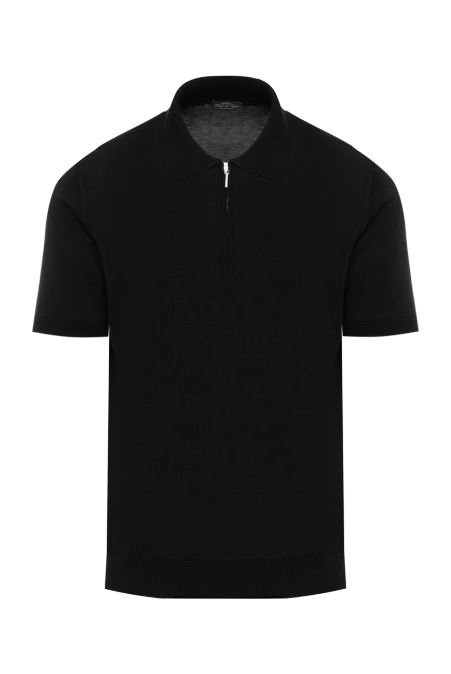 Cesare di Napoli шовкове поло чорне на блискавці 186185 - фото 1