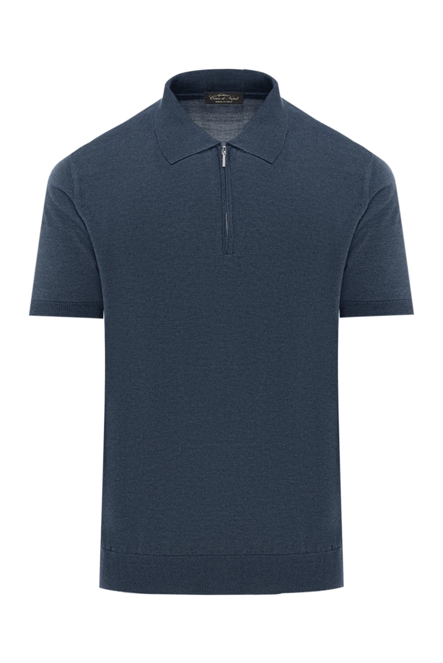 Cesare di Napoli a deep blue silk polo shirt with a zip fastening at the chest 186186 - photo 1