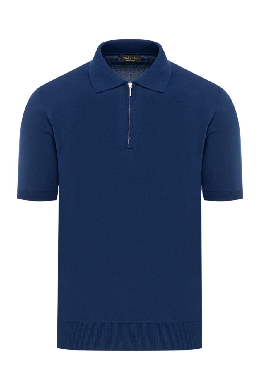 Cesare di Napoli men's blue cotton polo with zipper 186200 - photo 1