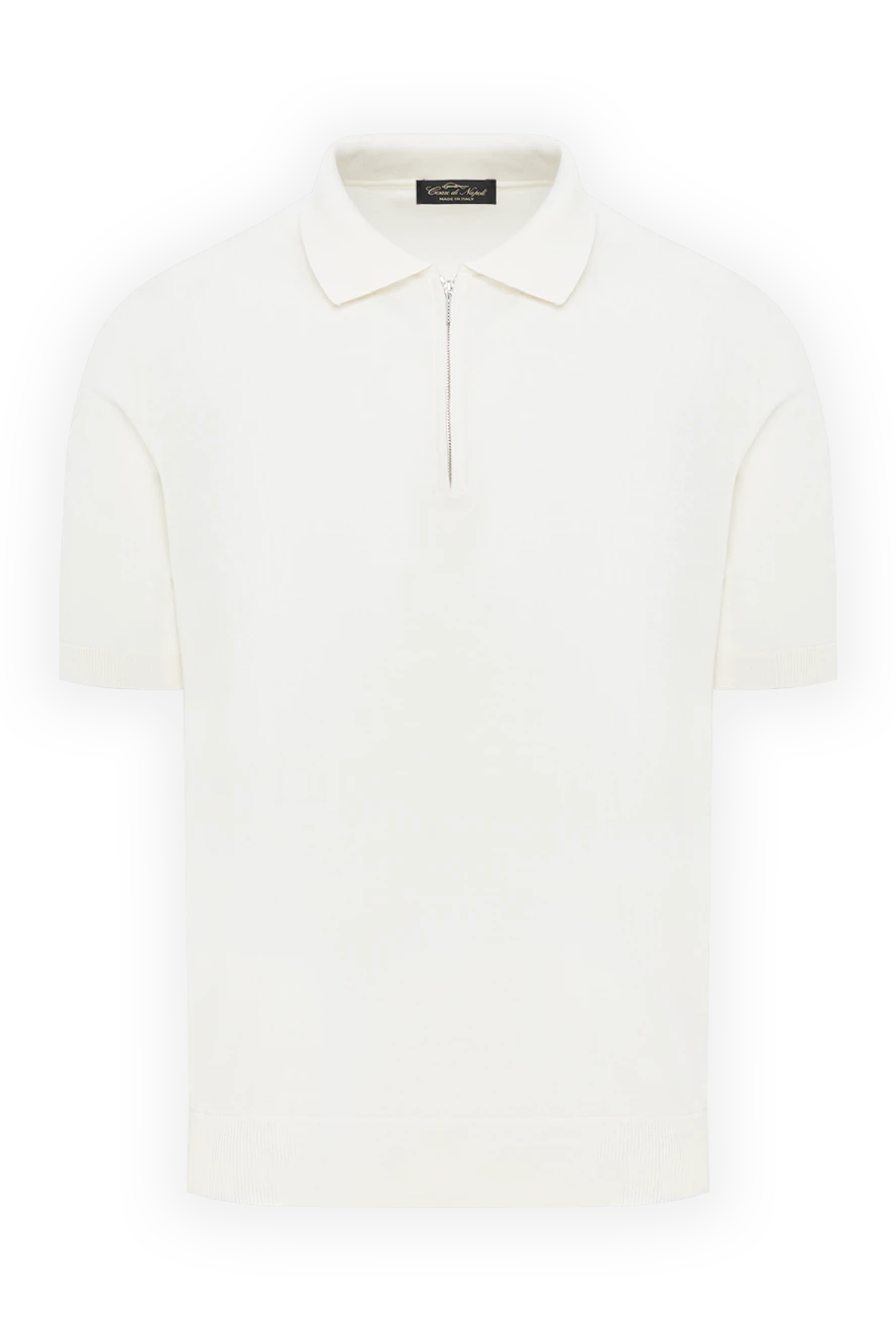 Cesare di Napoli минималистичное поло с воротником и коротким рукавом из хлопка и шелка на молнии 186204 - фото 1